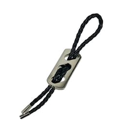 Hermès-Hermes Black Leather Keychain Charm-Black