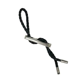 Hermès-Hermes Black Leather Keychain Charm-Black