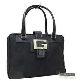 Borsa in tela e pelle nera Gucci Nero