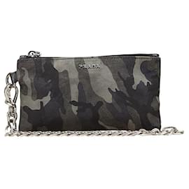 Prada-Prada Camouflage Nylon Leather Coin Case-Black,Other