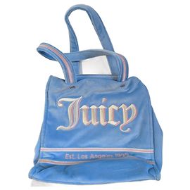 Juicy Couture Iris Velvet L Shopper Polyester Light Blue Pink Blue