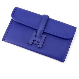 Hermès Hermes Jige Duo Blue Electric Swift Long Wallet Blue