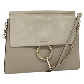 Chloé Sac à épaule Chloe Fay en cuir suédé or gris Auth gh269 Marron Doré
