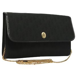 Bolsa de ombro em canvas Trotter Christian Dior preta e dourada Auth bs27815 Preto Dourado
