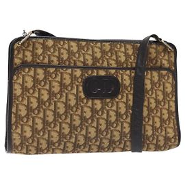 Christian Dior Trotter Canvas Shoulder Bag Brown Auth 131559 Brown