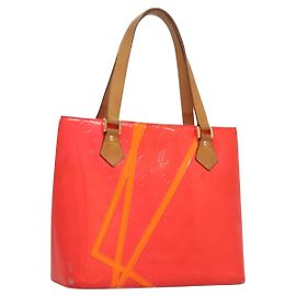 LOUIS VUITTON Sac à main Houston Monogram Vernis Fluo Orange M91935 Auth 131452 Rose Orange