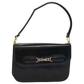 Céline Borsa a Spalla CELINE in Pelle Nera Oro Auth 131641 Nero D'oro