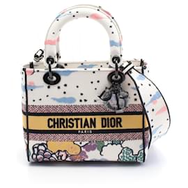 Christian Dior-Sac à main Medium LADY D-LITE de Christian Dior-Blanc,Multicolore