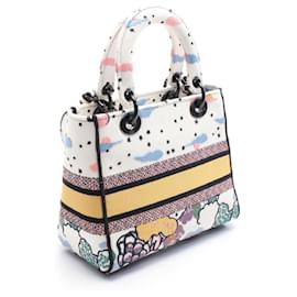 Christian Dior-Sac à main Medium LADY D-LITE de Christian Dior-Blanc,Multicolore