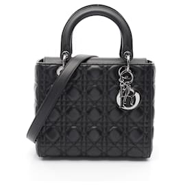 Christian Dior-Sac à main Lady Medium Cannage de Christian Dior-Noir