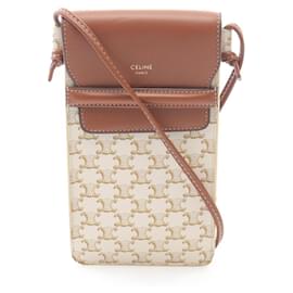 Céline-Pochette de téléphone Celine Triomphe-Marron,Blanc