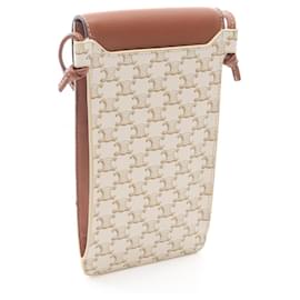 Céline-Pochette de téléphone Celine Triomphe-Marron,Blanc