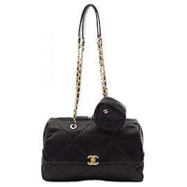 Chanel-CHANEL Sac à épaule bowling large Matelassé-Noir