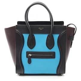 Céline-Sac cabas micro shopper Luggage de Celine-Noir,Bleu,Bordeaux