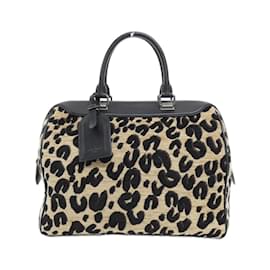 Louis Vuitton-Sac Boston Speedy PM à imprimé léopard Louis Vuitton-Noir,Beige