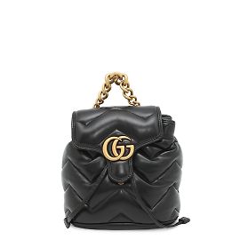 Gucci GG Marmont Mini-Rucksack aus schwarzem Leder Schwarz