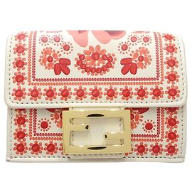 Fendi Baguette Micro Compact Wallet Red Cream