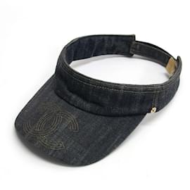 Chanel-Chanel Sparkling Denim Sun Visor in Black-Black