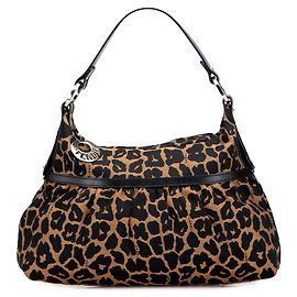 Fendi Brown Canvas Leopard Print Chef Shoulder Bag Brown Light brown