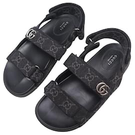 Gucci-NEW GUCCI DAD MONOGRAM CANVAS SANDALS BLACK 39.5 40.5 SHOES-Black