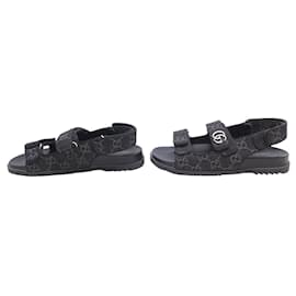 Gucci-NEW GUCCI DAD MONOGRAM CANVAS SANDALS BLACK 39.5 40.5 SHOES-Black
