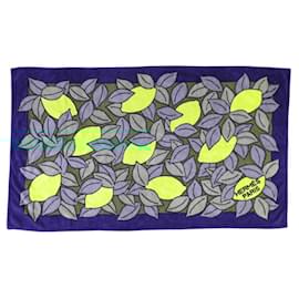 Hermès-HERMES CITRUS BEACH TOWEL 90X150 CM COTTON-Blue