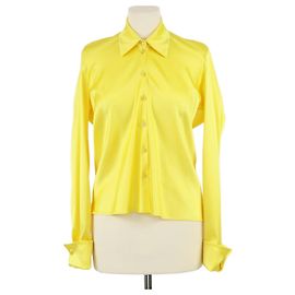 Blouse à manches longues drapée en stretch jaune doré Balenciaga Autre