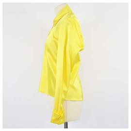 Balenciaga-Balenciaga Golden Yellow Stretch Drape Long Sleeve Blouse-Other