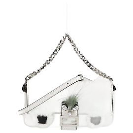Fendi Off White Micro Buggie Baguette Tasche Aus weiß
