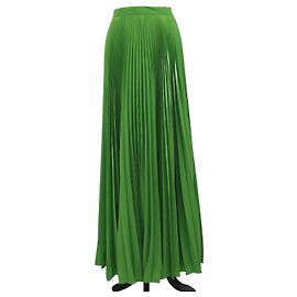 Falda maxi plisada de crepé de chine verde Prada Verde