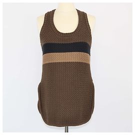 Top de punto rayado marrón Fendi Castaño
