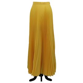 Falda maxi plisada de crepé de chine amarilla de Prada Amarillo