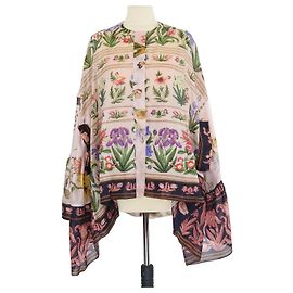 Blusa Cape con Stampa di Lumaca e Floreale Rosa Chiaro Biyan Rosa