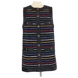 Robe mini sans manches à rayures Coco noire/multicolore de Chanel Noir Multicolore