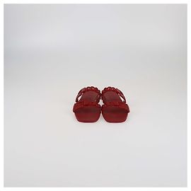 Rasteirinhas Gucci Vermelhas de PVC com Fivela de Corrente Vermelho