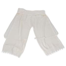 Calça com cinto em macramê off white com renda Loewe Fora de branco