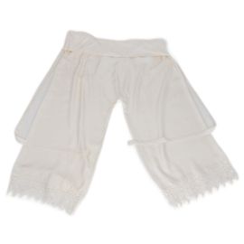 Pantalón con cinturón de macramé blanco roto con encaje Loewe Blanco roto