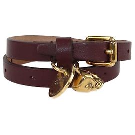 Pulsera de doble vuelta con charm de calavera burdeos Alexander McQueen Burdeos