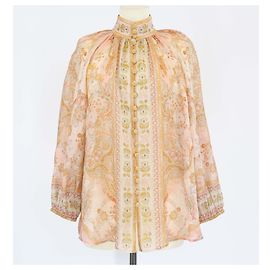 Zimmermann Multicolor Acacia Billow Print Stand Collar Long Sleeve Blouse Multiple colors