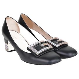 Gucci Schwarze Kristall G Mittelabsatz-Pumps Schwarz