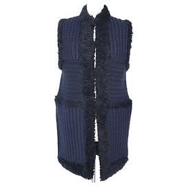 Dior Blue/Black Chunky Knit Vest Jacket Black Blue