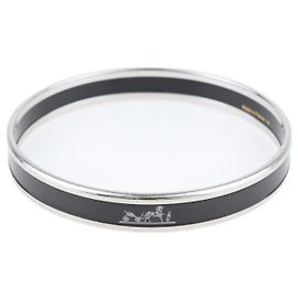 Hermès Pulsera bangle de esmalte negro chapada en paladio Negro