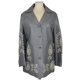 Ermanno Scervino Grey Embroidered Jacket Grey