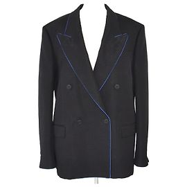 Fendi Black Double Breasted Gabardine Blazer Black