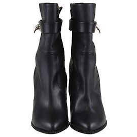 Givenchy Black Leather Shark Tooth Wedge Boots Black