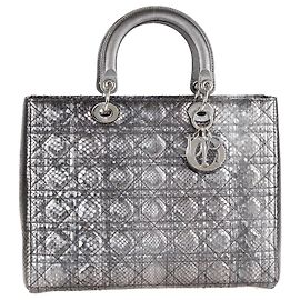 Dior Metallic Cannage Schlangenleder Große Limitierte Auflage Lady Dior Tote Andere