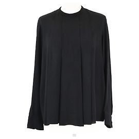 Camicia nera a maniche lunghe plissettata Hermès Nero