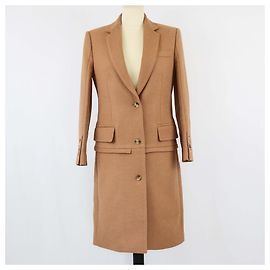 Burberry brauner Kamelhaarmantel mit wendbarem Steppweste Braun