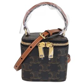 Céline Celine Mini Vanity Case Triomphe Tan/Preto Preto Bege
