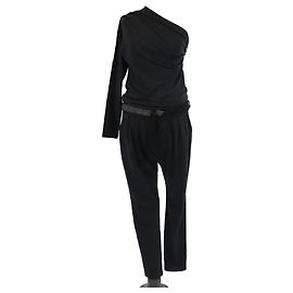 Brunello Cucinelli Grey One Shoulder Belted Jumpsuit Grey